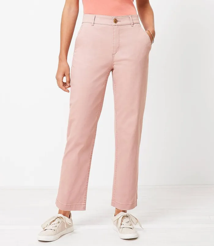 LOFT Perfect Straight Pants In Washed Twill Light Pebble Women Pants