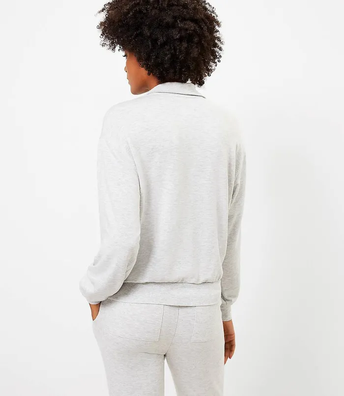 LOFT Petite Lou and Grey Signature Softblend Zip Sweatshirt Sleek Grey Heather Women Petite Tops