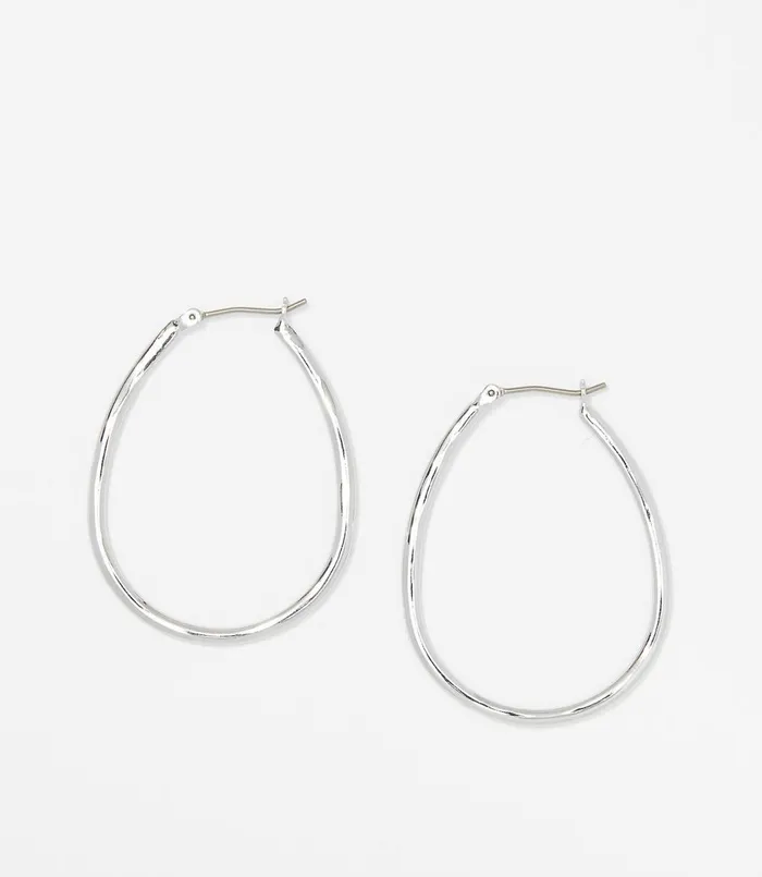 LOFT Pressed Metallic Hoop Earrings Gold Women Jewelry