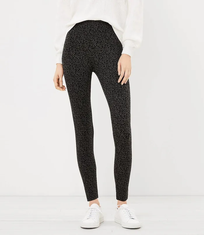 LOFT Sculpt Leggings In Leopard Print Black Multi Women Pants