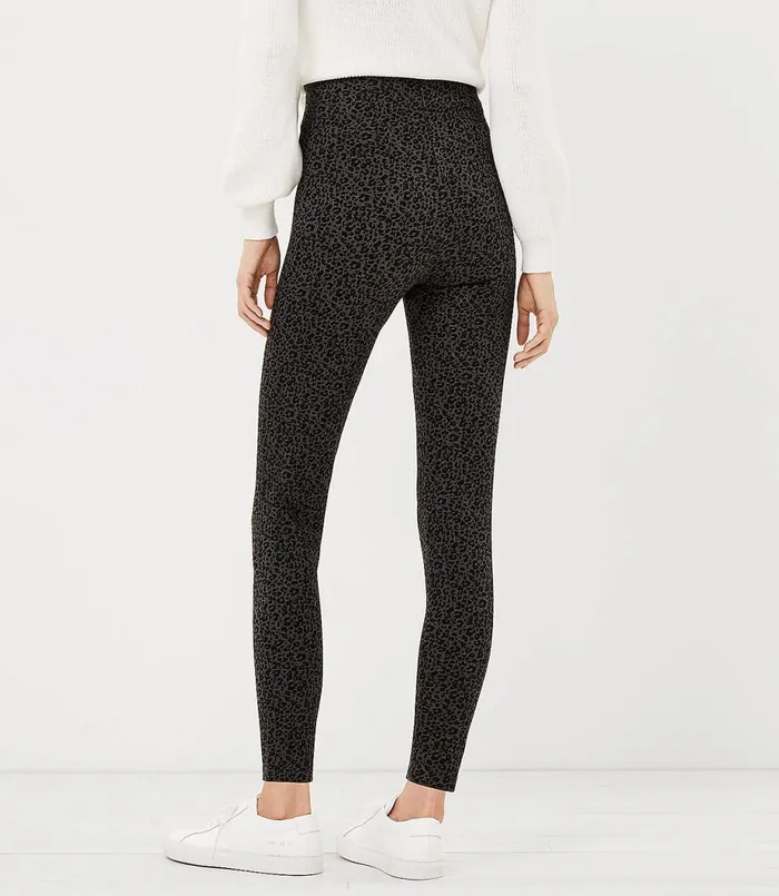 LOFT Sculpt Leggings In Leopard Print Black Multi Women Pants