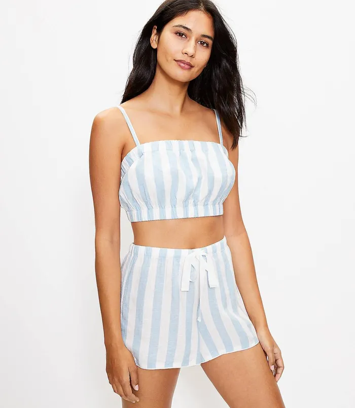 LOFT Striped Bow Strap Bralette Gilda Blue Women Sleepwear