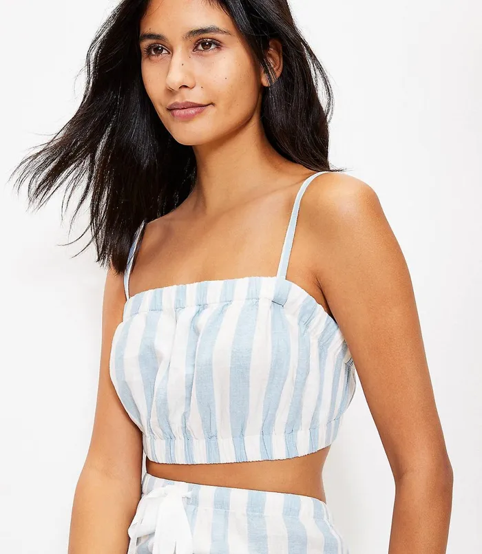 LOFT Striped Bow Strap Bralette Gilda Blue Women Sleepwear