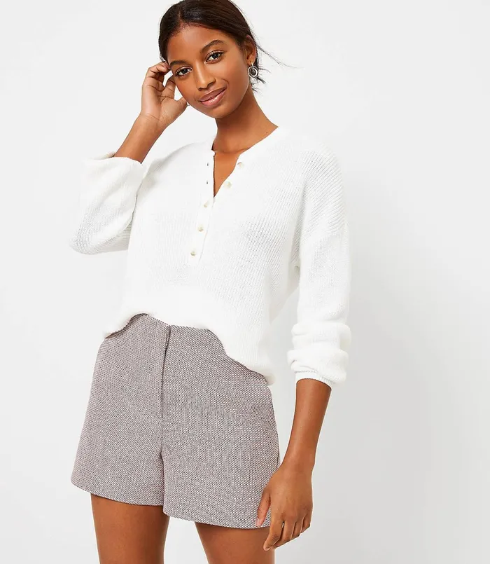 LOFT Structured Shorts In Tweed Pink Multi Women Shorts