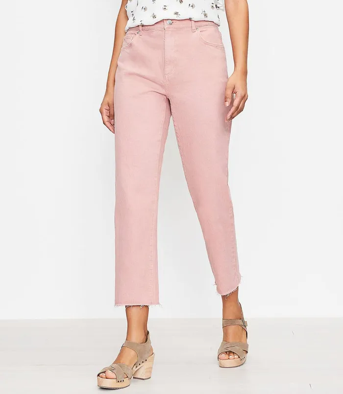 LOFT The Petite High Waist Straight Crop Jean Blush Shadow Women Petite Jeans LOFT The Petite High Waist Straight Crop Jean Blush Shadow Women Petite Jeans