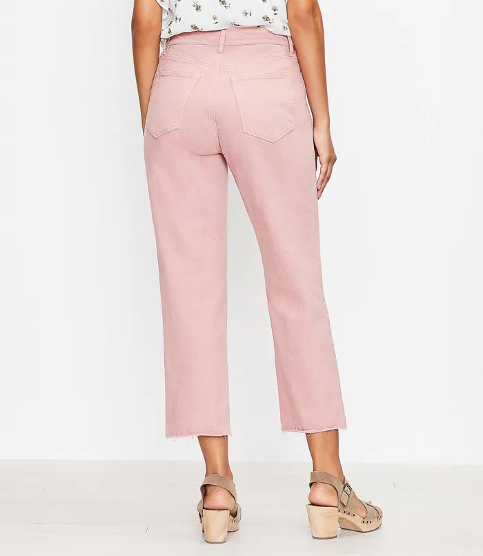 LOFT The Petite High Waist Straight Crop Jean Blush Shadow Women Petite Jeans