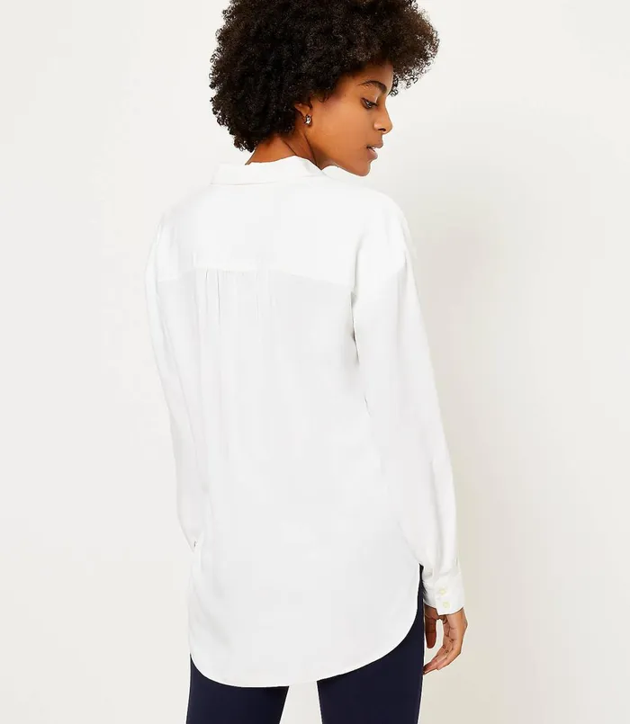 LOFT Tunic Shirt White Women Tops