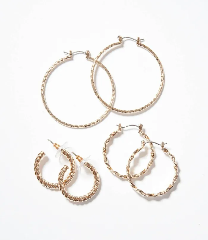 LOFT Twist Hoop Earring Set Gold Women Jewelry