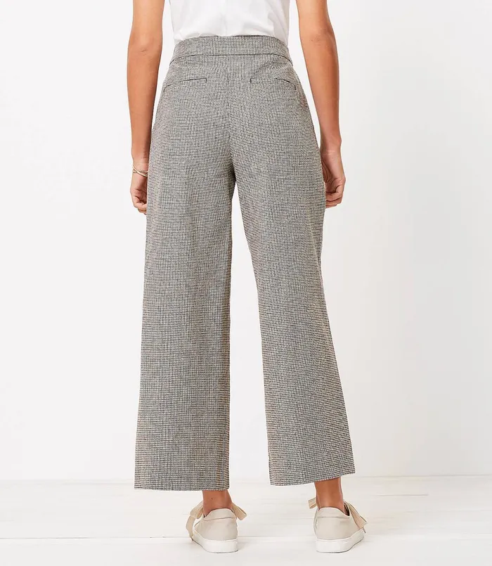 LOFT Wide Leg Crop Pants In Houndstooth Brown Multi Women Pants