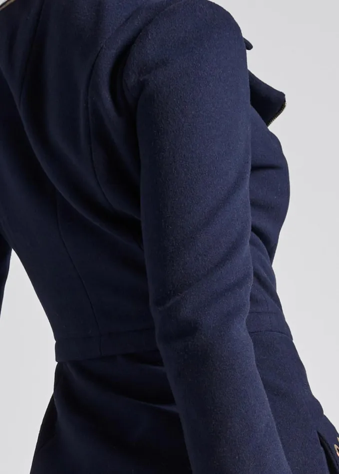 LONG ASYMMETRICAL ZIPPER COAT Navy Women VENUS Coats