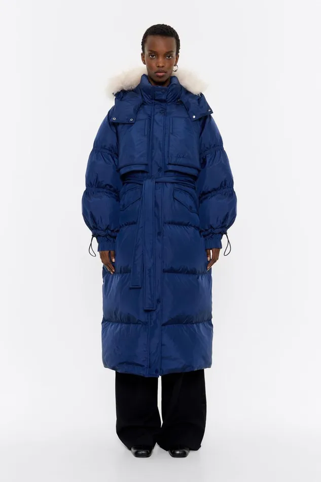 Long Navy Puffer Navy Women Bimba Y Lola Puffer Jackets