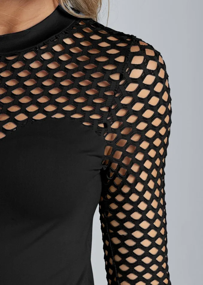 LONG SLEEVE SEAMLESS TOP Black Women VENUS Night Out Tops