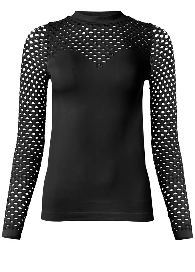LONG SLEEVE SEAMLESS TOP Black Women VENUS Night Out Tops