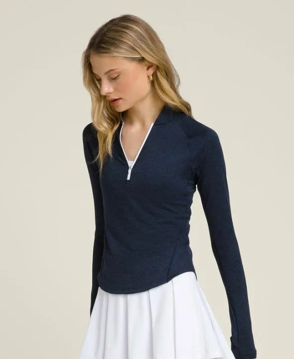 Long Sleeve Tops Women Wilson All Day Half Zip Classic Navy Long Sleeve Tops Women Wilson All Day Half Zip Classic Navy