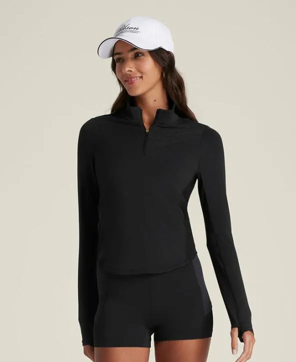 Long Sleeve Tops Women Wilson Doubles HalfZip Black