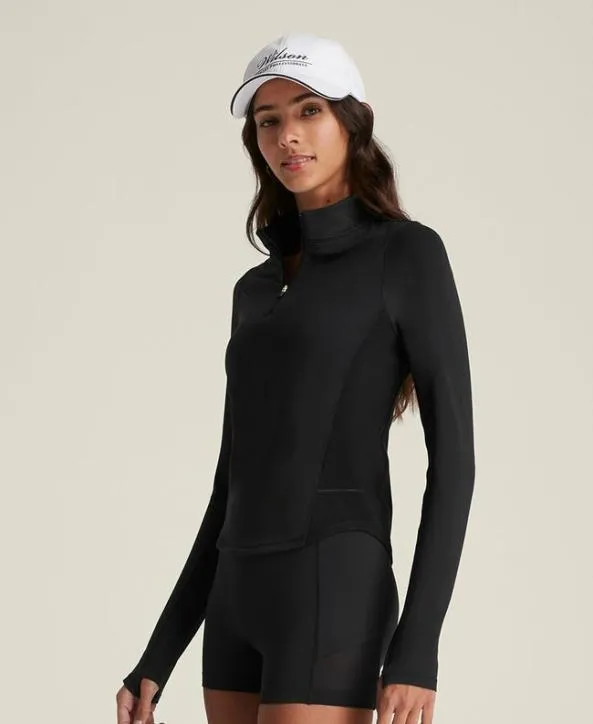 Long Sleeve Tops Women Wilson Doubles HalfZip Black Long Sleeve Tops Women Wilson Doubles HalfZip Black
