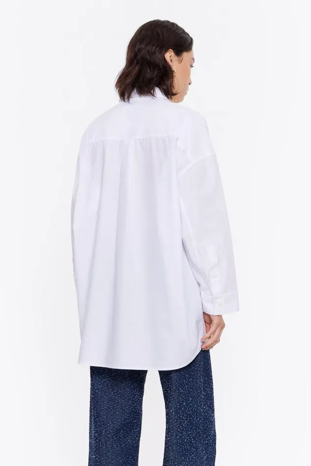 Long White Cotton Shirt White Women Bimba Y Lola Shirts Long White Cotton Shirt White Women Bimba Y Lola Shirts