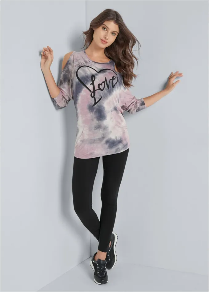 LOUNGE TIE DYE LOVE TOP Grey Multi Women VENUS Tops