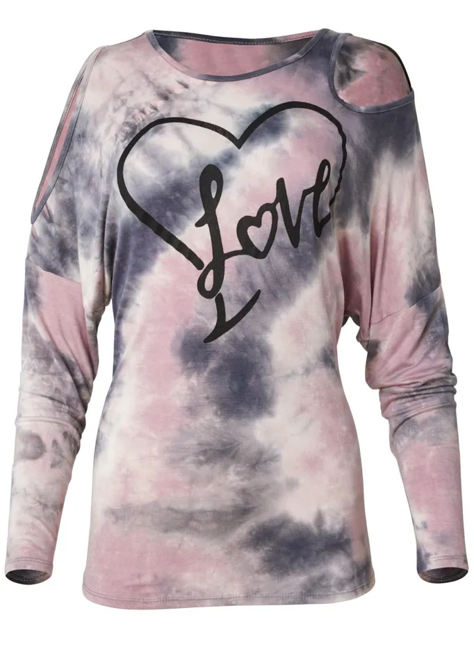 LOUNGE TIE DYE LOVE TOP Grey Multi Women VENUS Tops