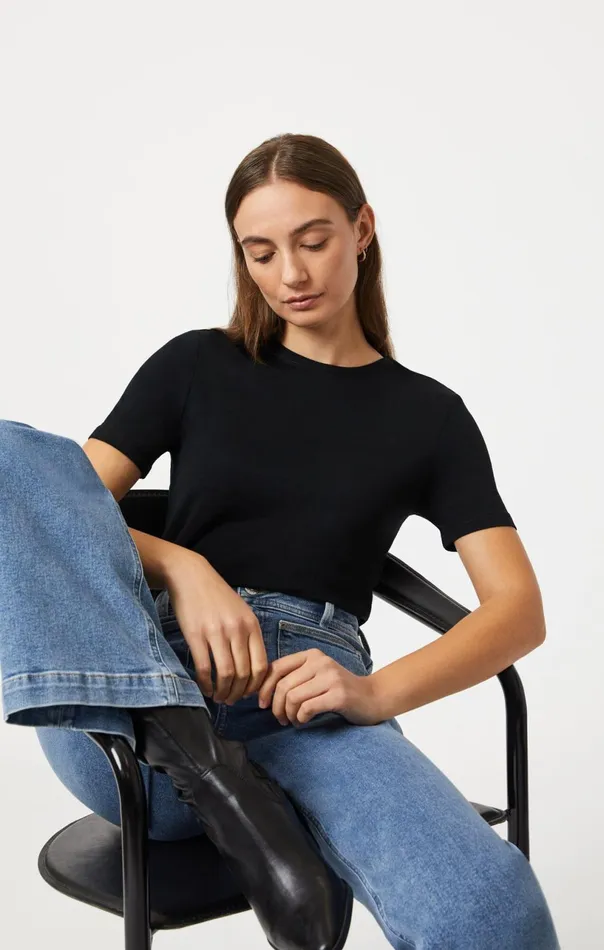 Luxe Crew Neck TShirt In Black Women Mavi Jeans Tops and TShirts Luxe Crew Neck TShirt In Black Women Mavi Jeans Tops and TShirts