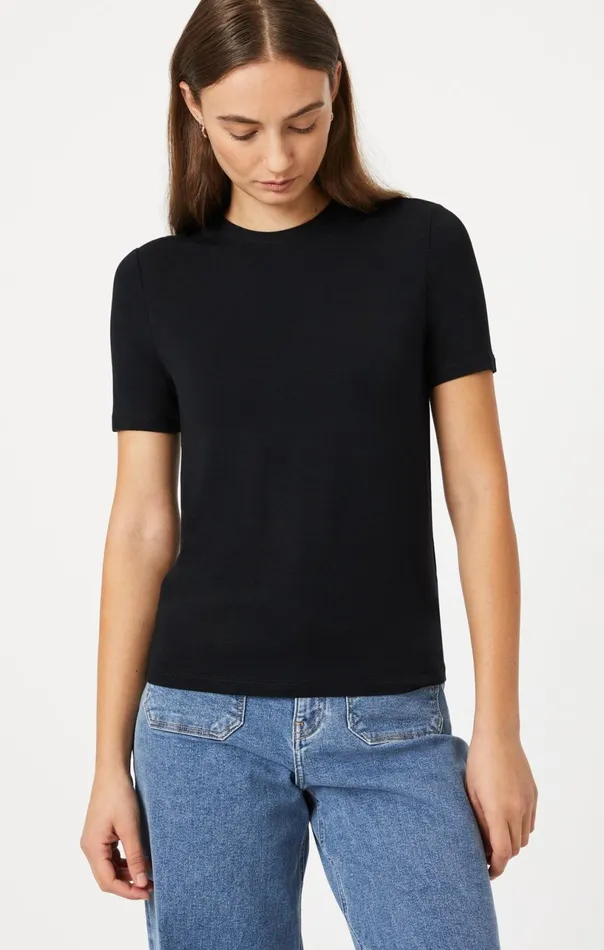 Luxe Crew Neck TShirt In Black Women Mavi Jeans Tops and TShirts Luxe Crew Neck TShirt In Black Women Mavi Jeans Tops and TShirts