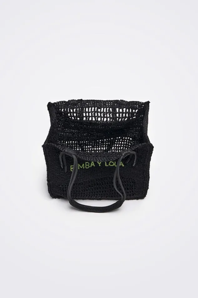 M Black Raffia Tote Bag Black Women Bimba Y Lola Raffia Bags M Black Raffia Tote Bag Black Women Bimba Y Lola Raffia Bags