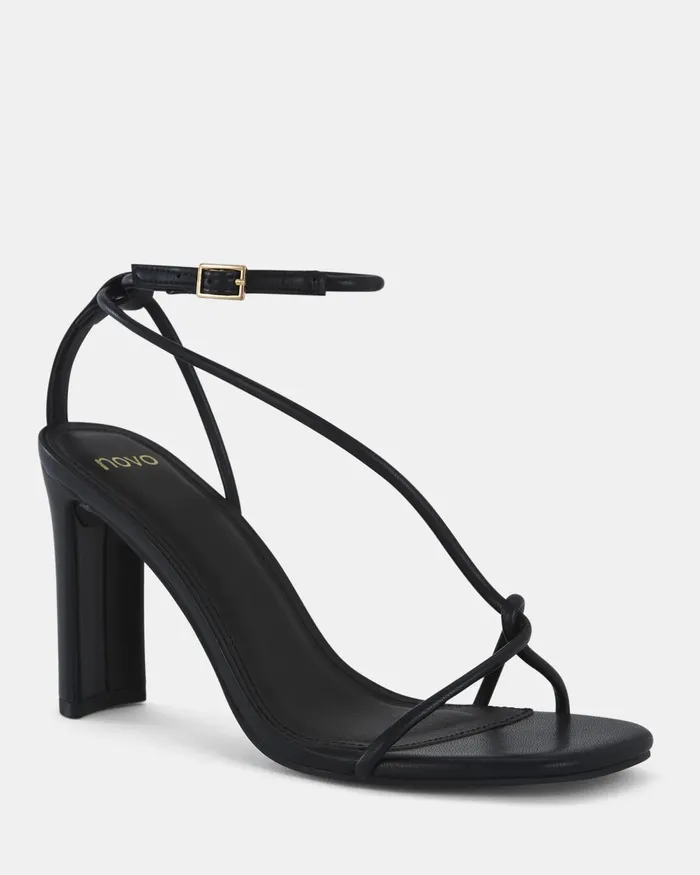 MACERATA BLACK Open Toe Heels Party NOVO Shoes Women