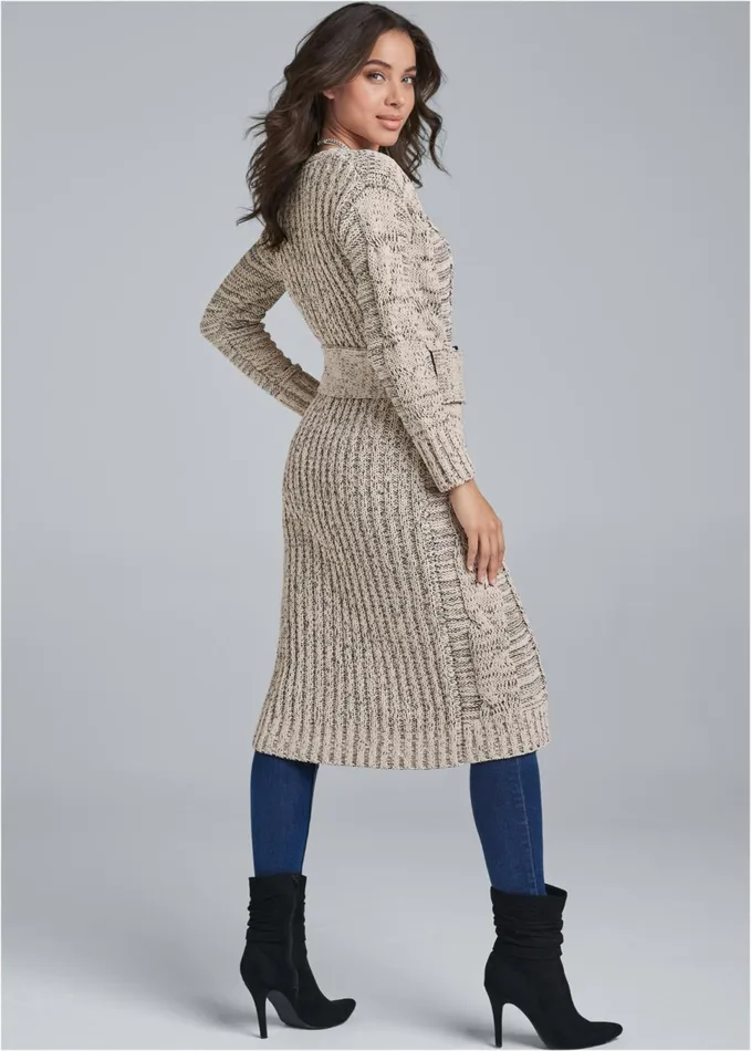 MARLED BELTED DUSTER Cream Multi Women VENUS Cardigans and Dusters