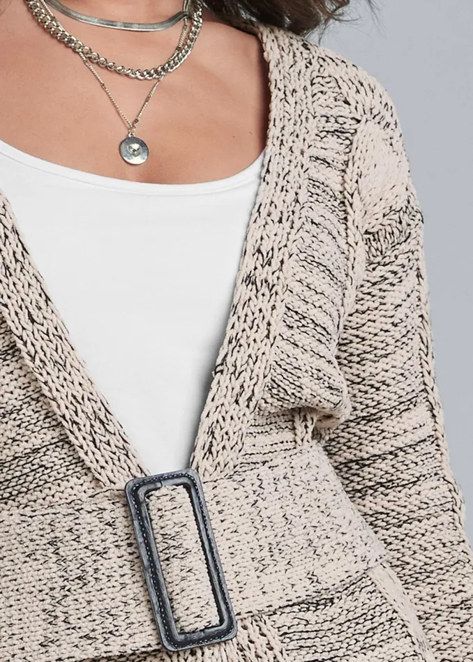 MARLED BELTED DUSTER Cream Multi Women VENUS Cardigans and Dusters