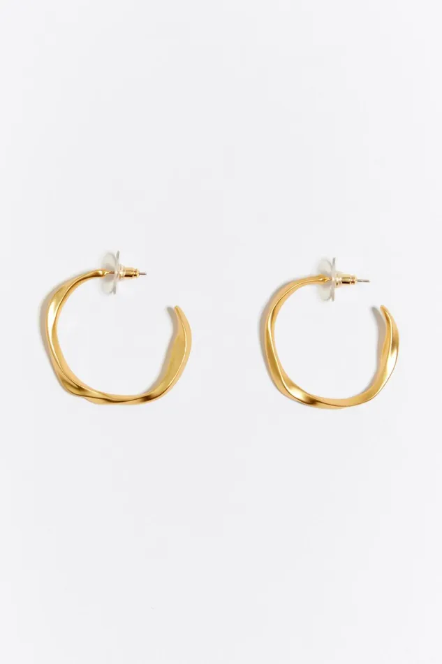 Maxi Golden Irregular Hoop Earrings Gold Women Bimba Y Lola Jewelry