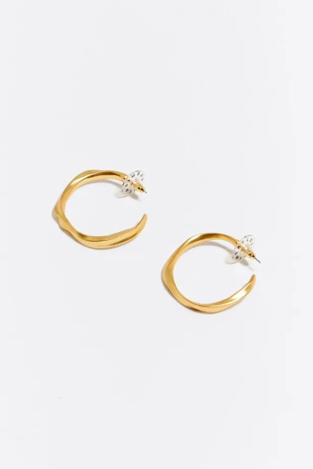 Maxi Golden Irregular Hoop Earrings Gold Women Bimba Y Lola Jewelry Maxi Golden Irregular Hoop Earrings Gold Women Bimba Y Lola Jewelry