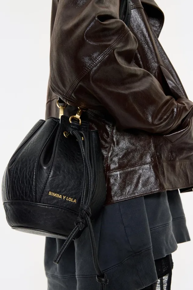 Medium Black Ball Bucket Bag Black Women Bimba Y Lola Crossbody Bags Medium Black Ball Bucket Bag Black Women Bimba Y Lola Crossbody Bags
