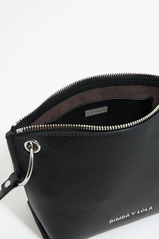 Medium Black Leather Trapezium Bag Black Women Bimba Y Lola Crossbody Bags Medium Black Leather Trapezium Bag Black Women Bimba Y Lola Crossbody Bags
