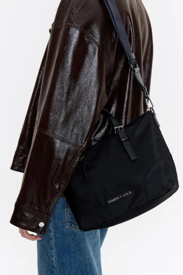 Medium Black Nylon Shopper Bag Black Women Bimba Y Lola Shoppers Medium Black Nylon Shopper Bag Black Women Bimba Y Lola Shoppers