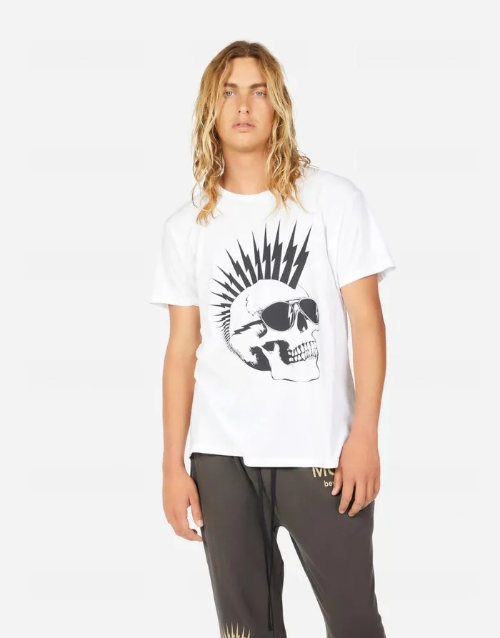 Men039s Sadler Moshi Lightning Skull White Lauren Moshi Tees
