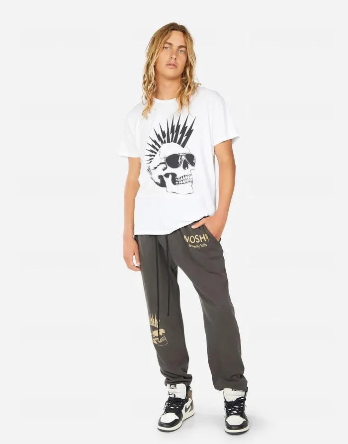 Men039s Sadler Moshi Lightning Skull White Lauren Moshi Tees