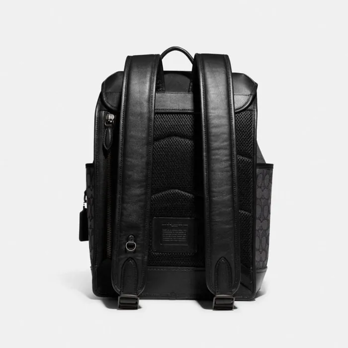 Men Backpacks Coach League Flap Backpack In Signature Jacquard Charcoalblack