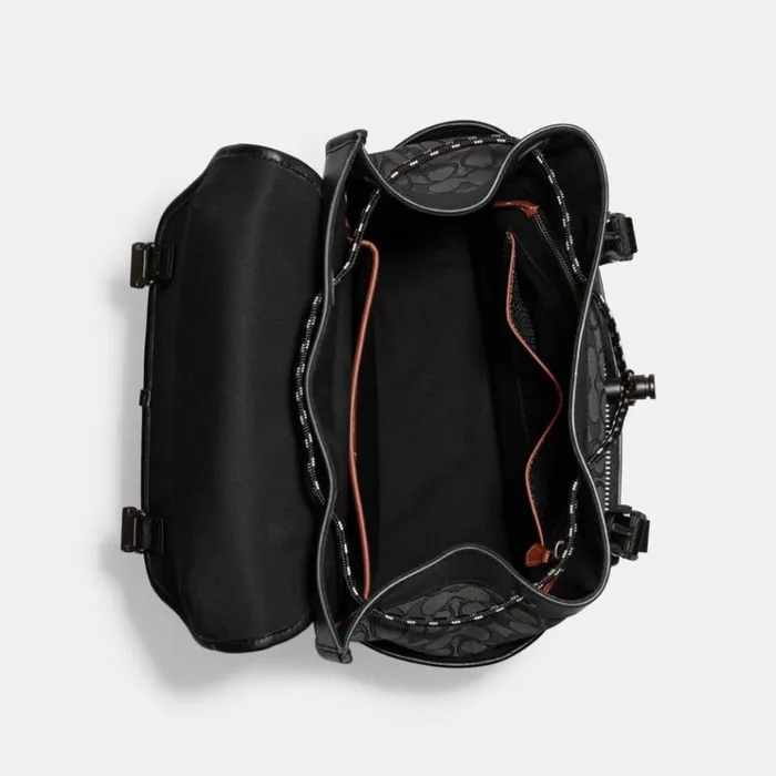 Men Backpacks Coach League Flap Backpack In Signature Jacquard Charcoalblack