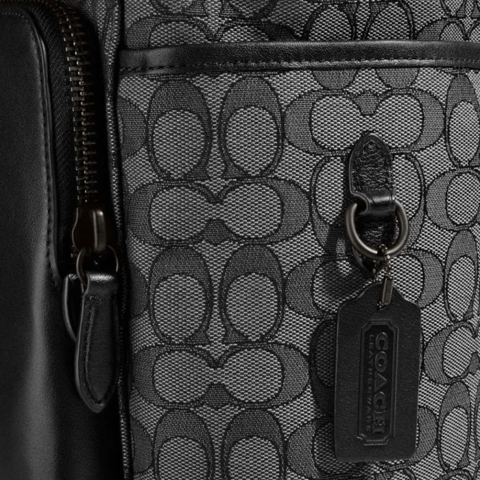 Men Backpacks Coach League Flap Backpack In Signature Jacquard Charcoalblack