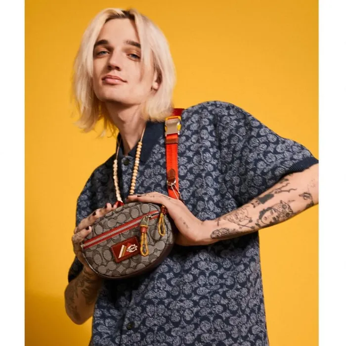 Men Belt Bags Coach Utility Belt Bag In Signature Jacquard Oak