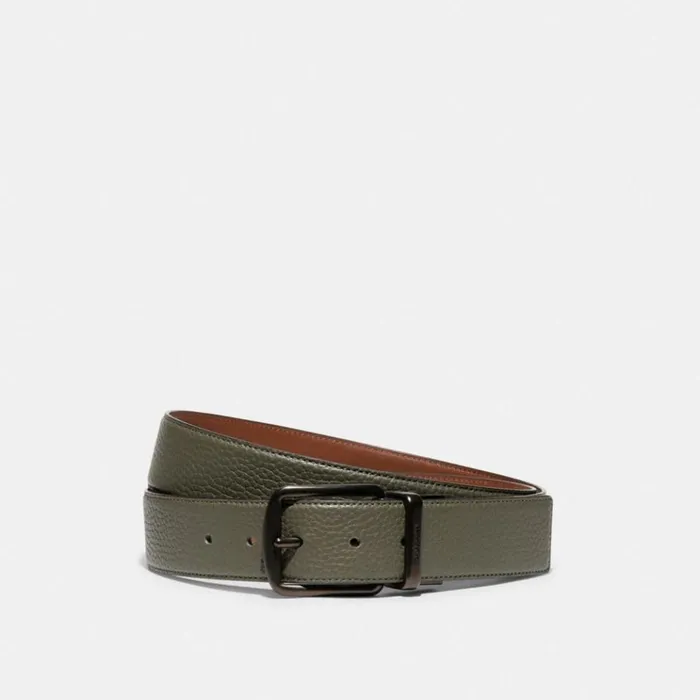 Men Belts Coach Harness Buckle Cut To Size Reversible Belt 38 Mm Army Greensaddle Men Belts Coach Harness Buckle Cut To Size Reversible Belt 38 Mm Army Greensaddle