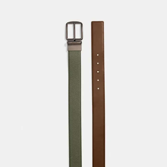 Men Belts Coach Harness Buckle Cut To Size Reversible Belt 38 Mm Army Greensaddle Men Belts Coach Harness Buckle Cut To Size Reversible Belt 38 Mm Army Greensaddle