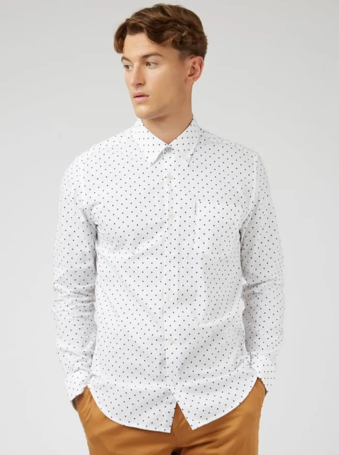 Men Ben Sherman Archive Print Shirts White Polka Dot Print LongSleeve Shirt Men Ben Sherman Archive Print Shirts White Polka Dot Print LongSleeve Shirt