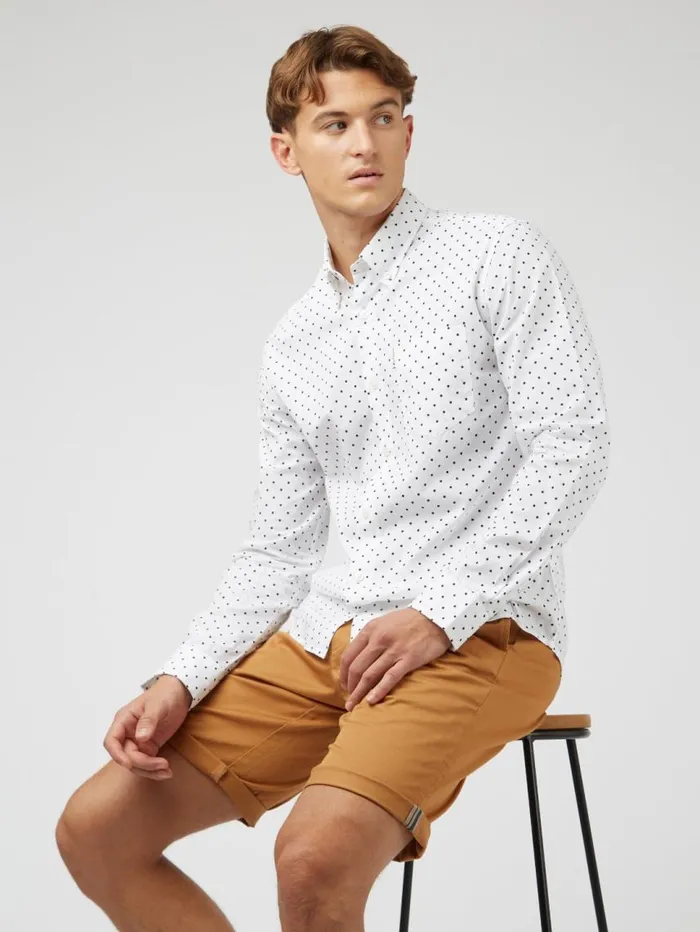 Men Ben Sherman Archive Print Shirts White Polka Dot Print LongSleeve Shirt Men Ben Sherman Archive Print Shirts White Polka Dot Print LongSleeve Shirt