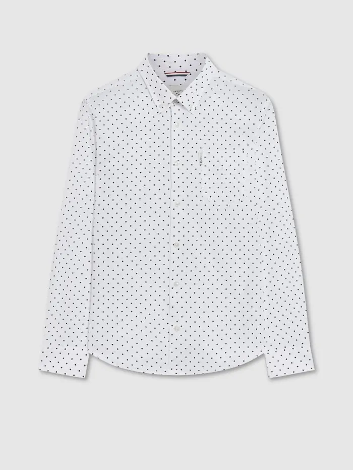Men Ben Sherman Archive Print Shirts White Polka Dot Print LongSleeve Shirt Men Ben Sherman Archive Print Shirts White Polka Dot Print LongSleeve Shirt