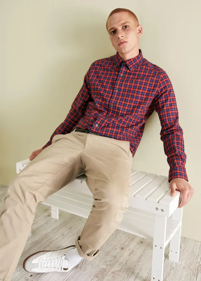 Men Ben Sherman Heritage Check Shirts House Tartan Twill Shirt 8211 Red