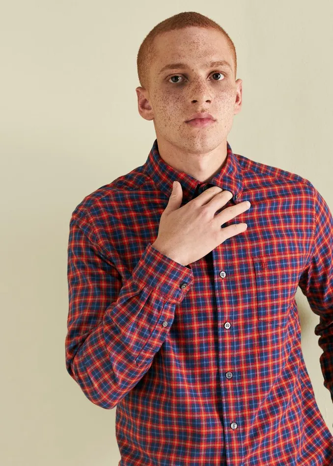 Men Ben Sherman Heritage Check Shirts House Tartan Twill Shirt 8211 Red