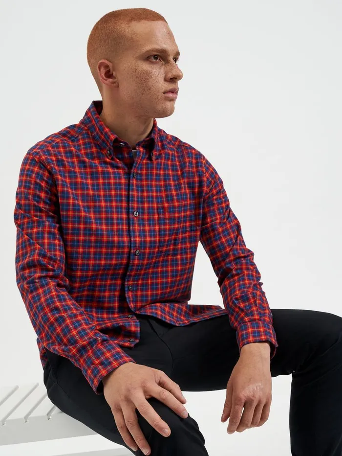Men Ben Sherman Heritage Check Shirts House Tartan Twill Shirt 8211 Red
