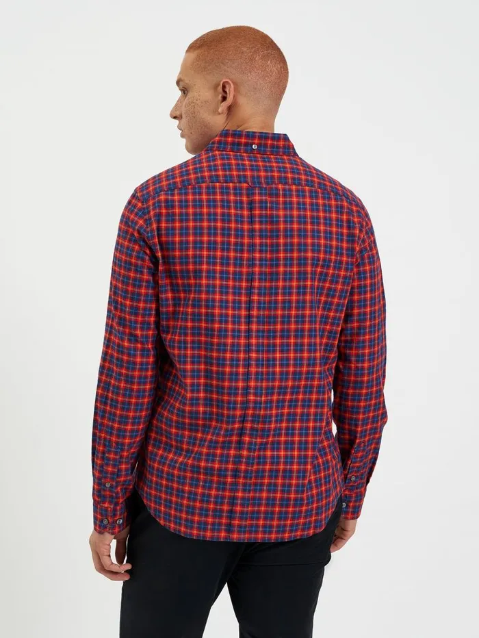 Men Ben Sherman Heritage Check Shirts House Tartan Twill Shirt 8211 Red