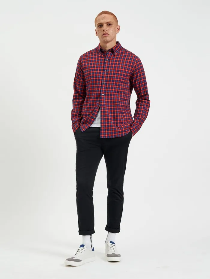Men Ben Sherman Heritage Check Shirts House Tartan Twill Shirt 8211 Red